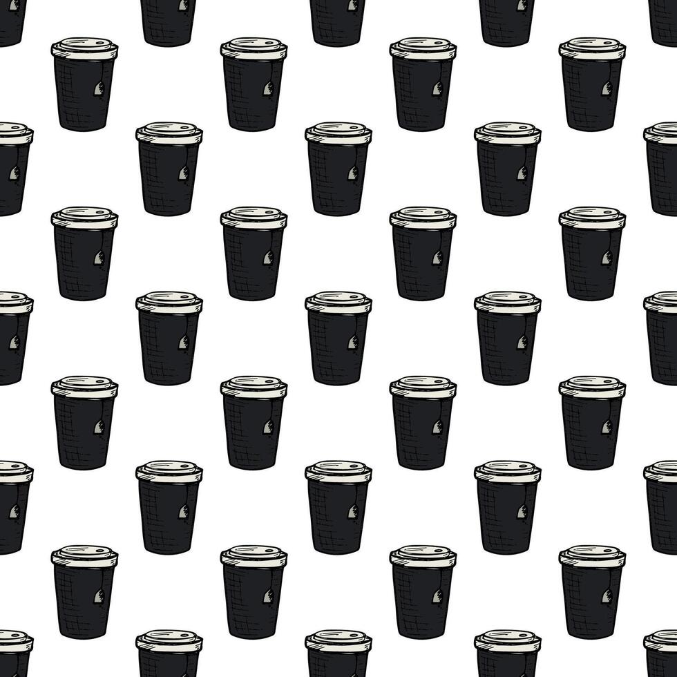 Seamless pattern with cute cup of tea or coffee doodle for decorative print, wrapping paper, greeting cards, wallpaper and fabric vector