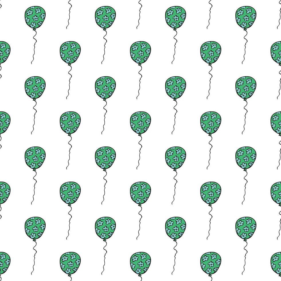 Holiday seamless pattern with flying balloon doodle for decorative print, wrapping paper, greeting cards, wallpaper and fabric vector