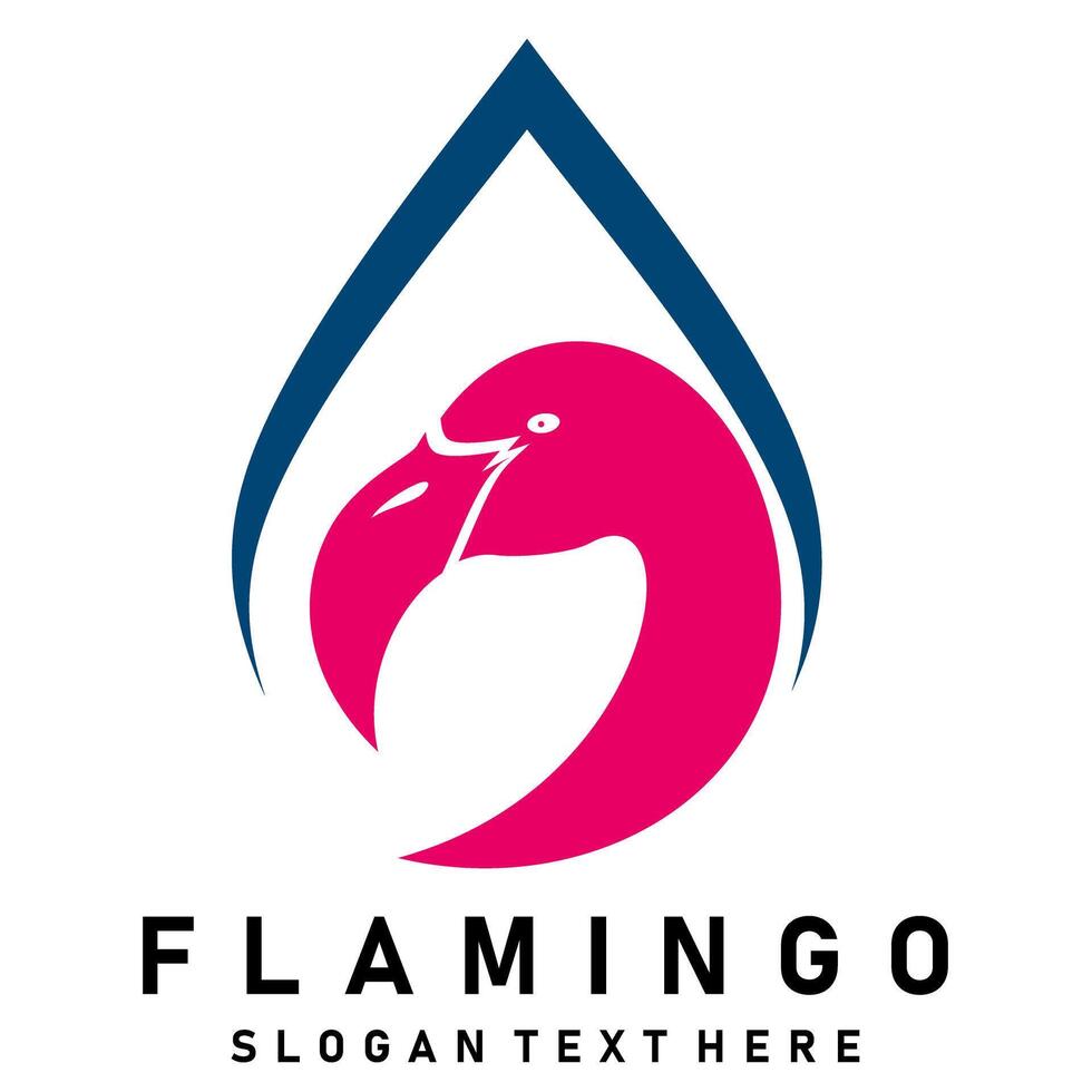 flamingo bird oil gas and water logo design illustration art vector