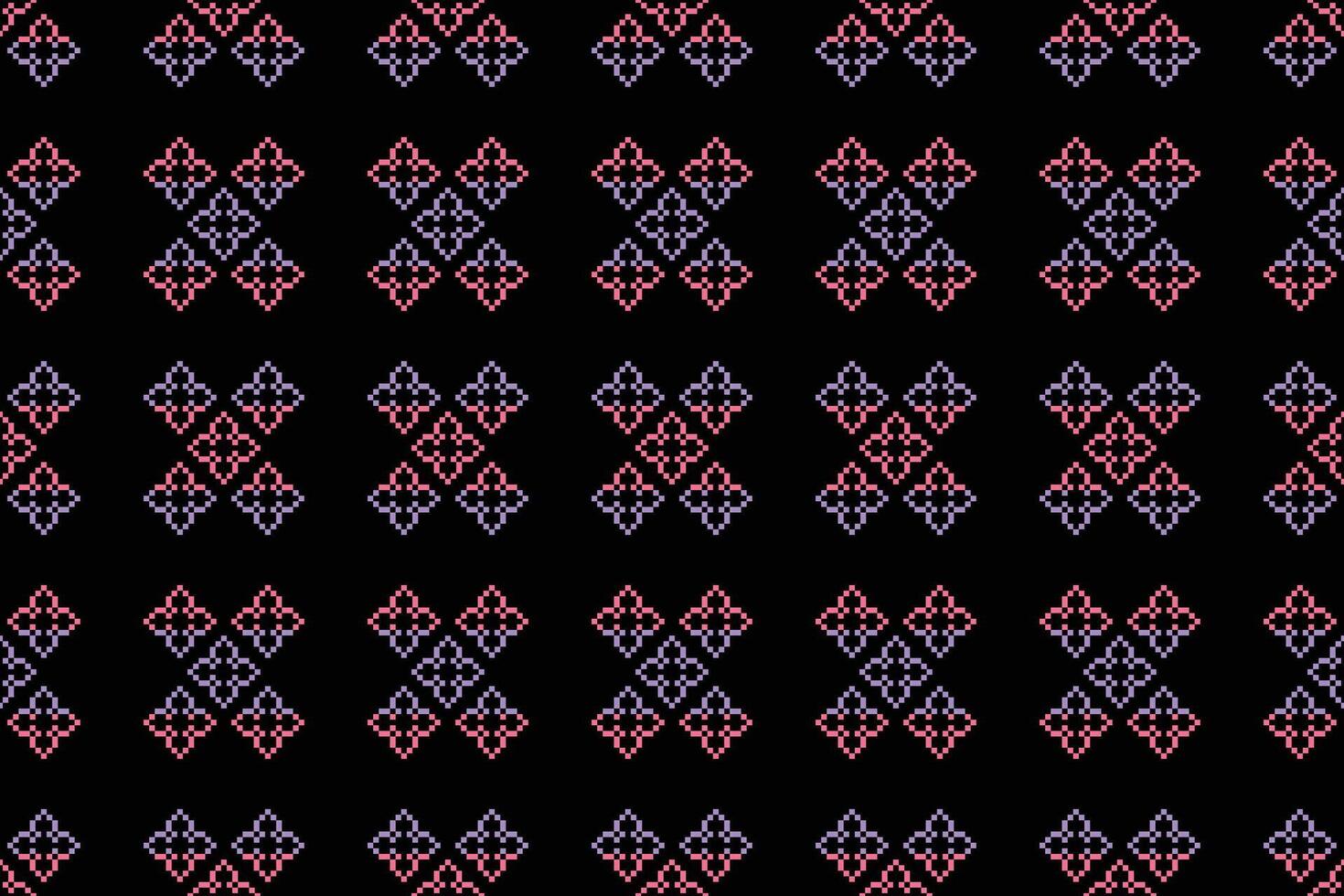 Traditional black ethnic motif geometric fabric pattern cross stitch.Ikat embroidery Ethnic oriental Pixel black background.Abstract set 14.8-1 vector