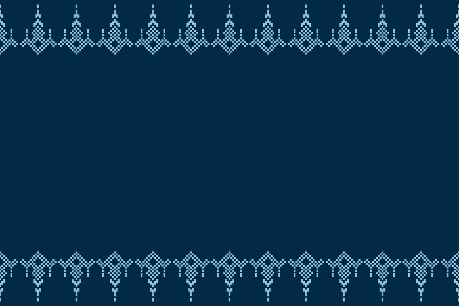 Traditional ethnic motifs ikat geometric fabric pattern cross stitch.Ikat embroidery Ethnic oriental Pixel blue background.Texture,decoration,wallpaper set 13-8. vector