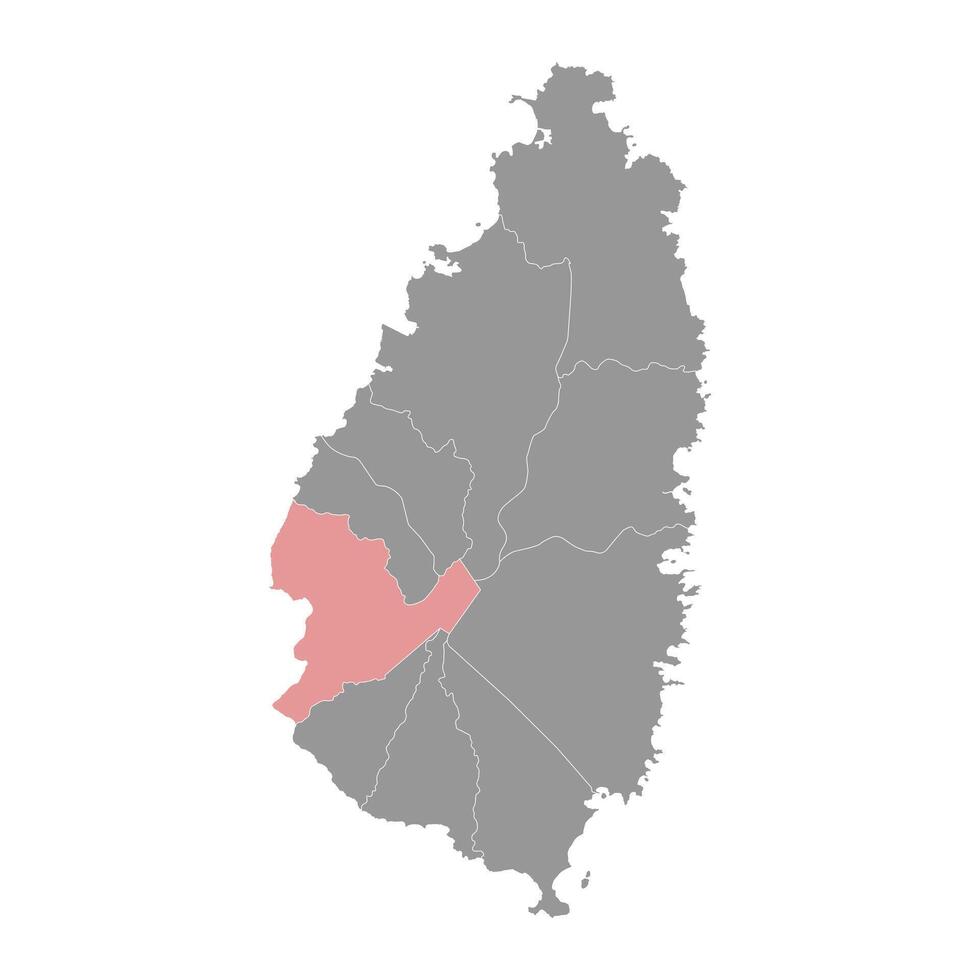 Soufriere district map, administrative division of Saint Lucia. illustration. vector