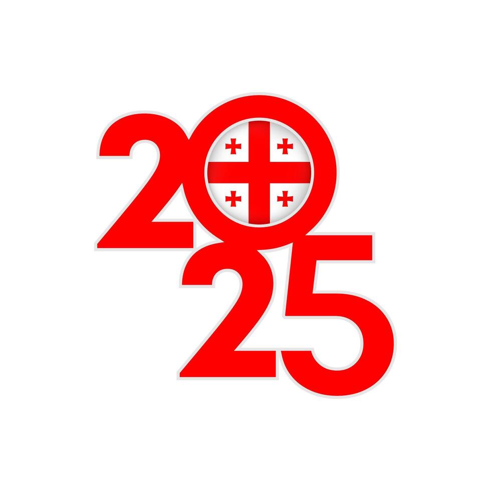 2025 banner with Georgia flag inside. illustration. vector