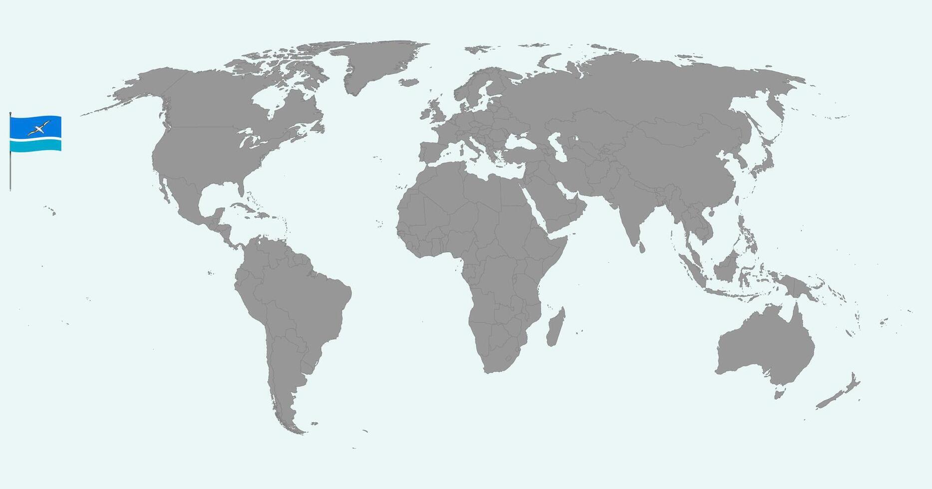 Pin map with Midway Atoll flag on world map. illustration. vector