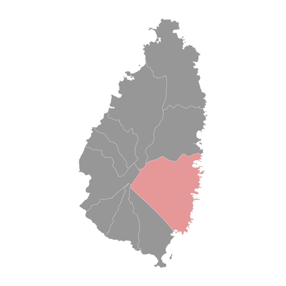 Micoud district map, administrative division of Saint Lucia. illustration. vector