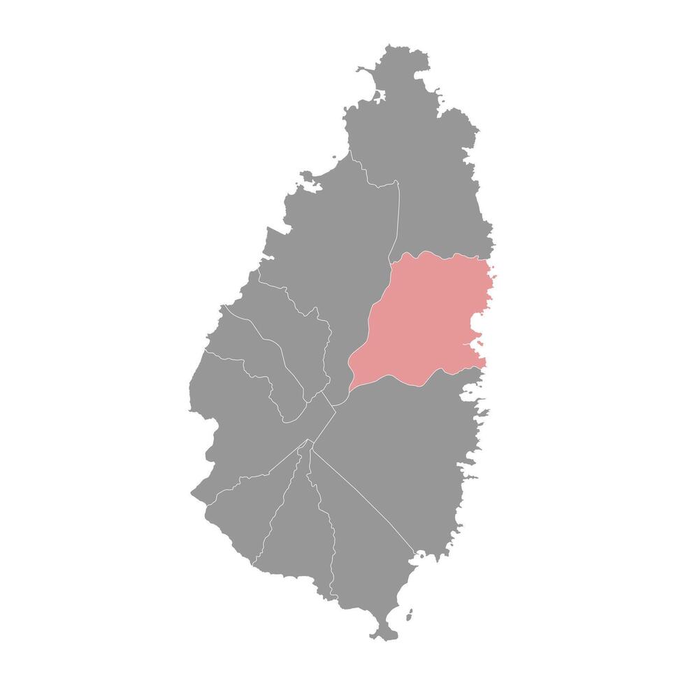 Dennery district map, administrative division of Saint Lucia. illustration. vector
