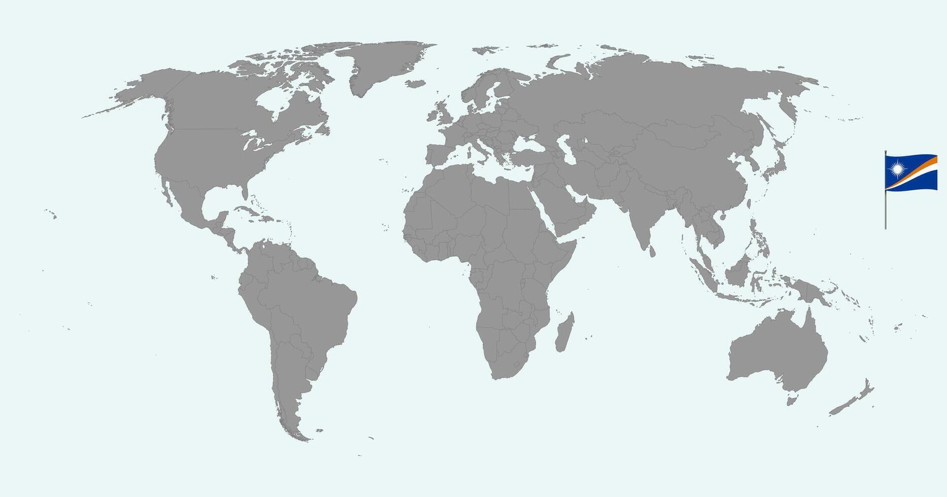 Pin map with Marshall Islands flag on world map. illustration. vector