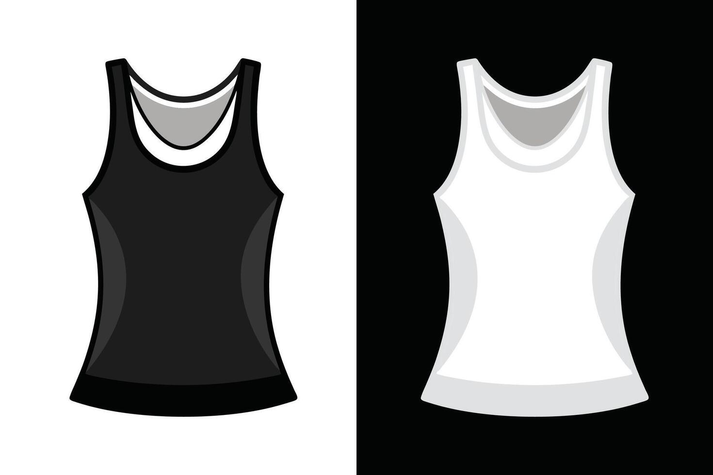 Black and white Color women Tank Top Mock up vector