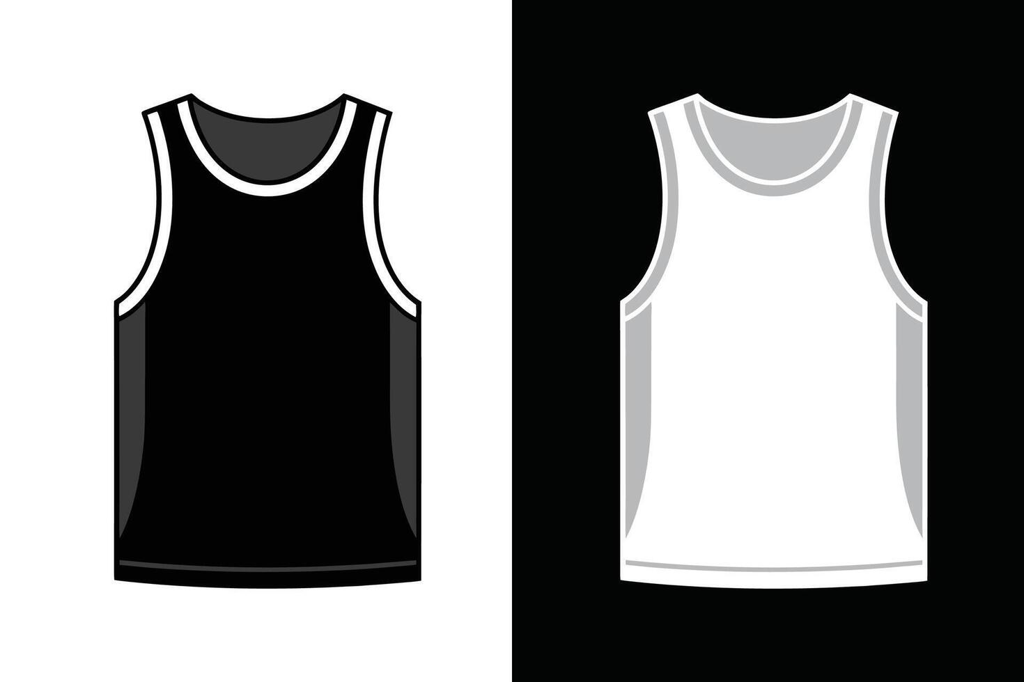 Black and white Color Men Tank Top Mock up vector