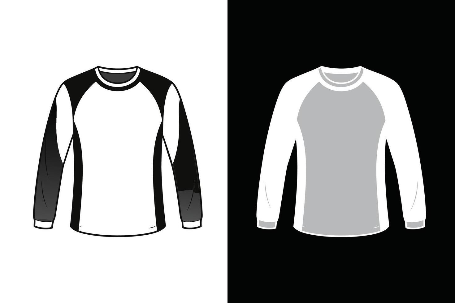 Black and white Color unisex Long Sleeve T shirt Mock up vector