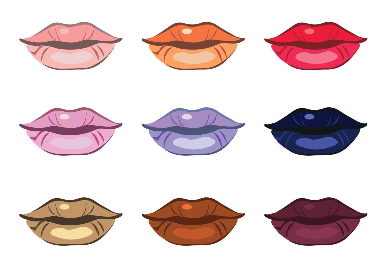 Set of lips different colors on white vector