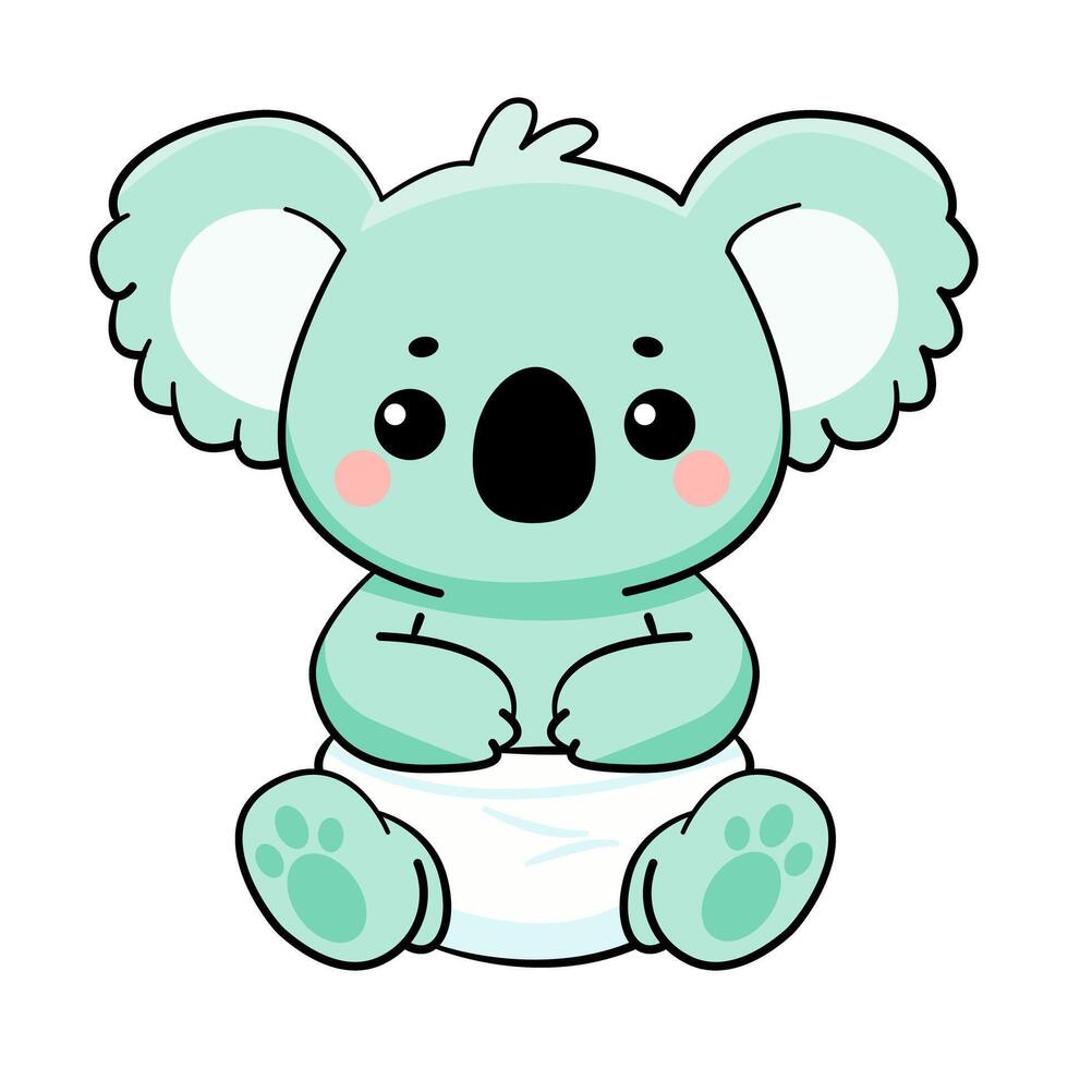 Adorable Baby Koala in Diaper vector