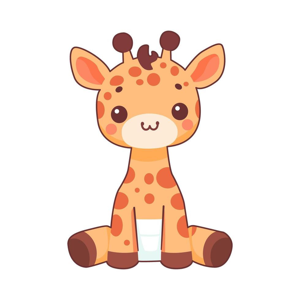 Cute Giraffe Character with Diaper vector