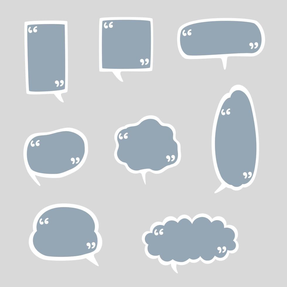 hand draw doodle speech bubble balloon with quotation marks, icon sticker memo keyword planner text box banner vector
