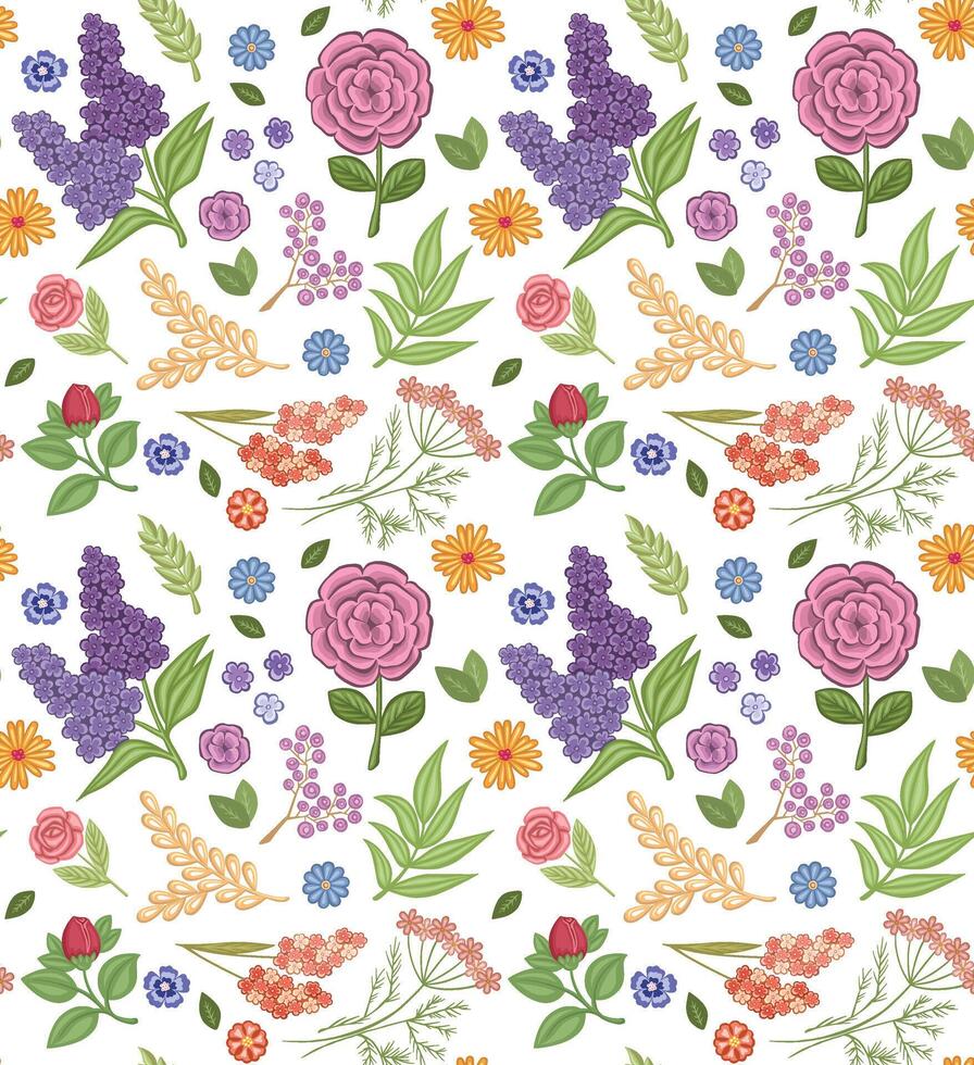 Floral pattern in Doodle style seamless. illustration vector