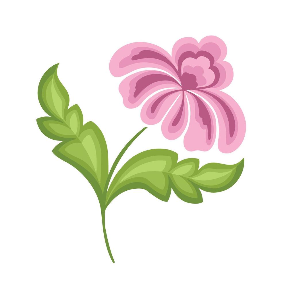 Flower wild decorative pink isolated, hand drawn vector