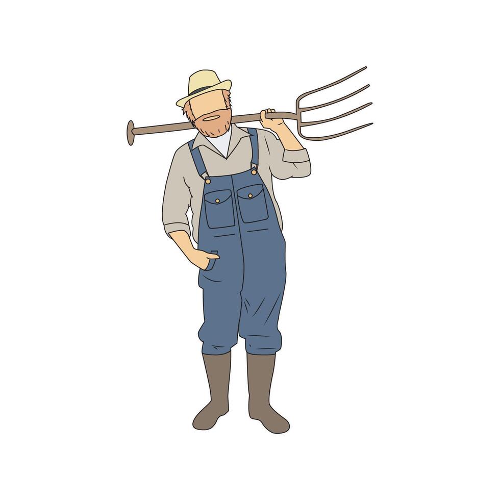 farmer cartoon for labor day design or for design asset vector