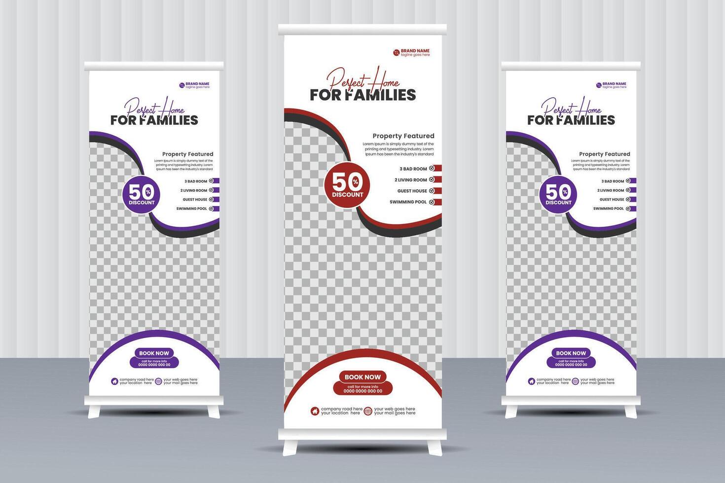 Real Estate roll up banner vector