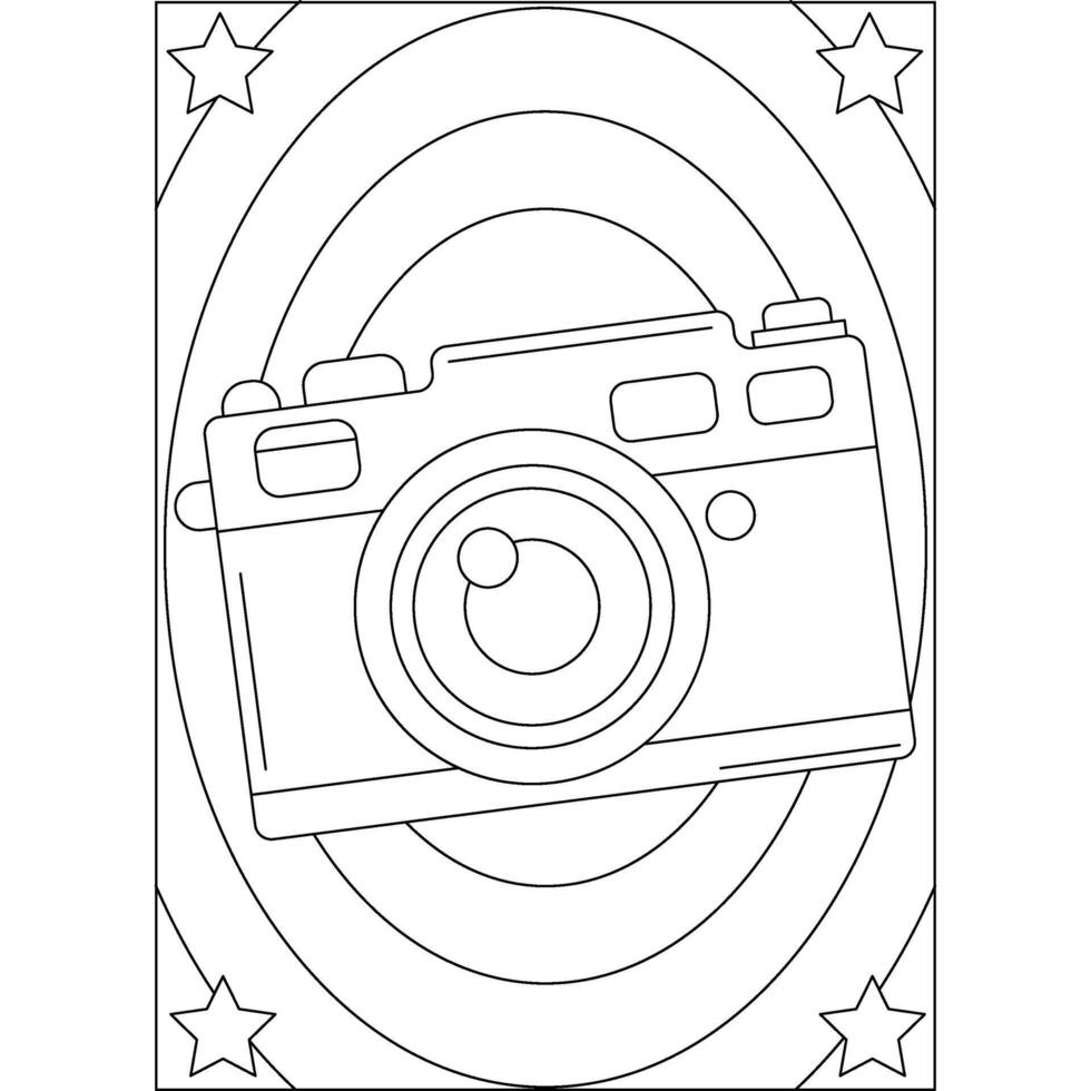 camera retro technology coloring book page vector