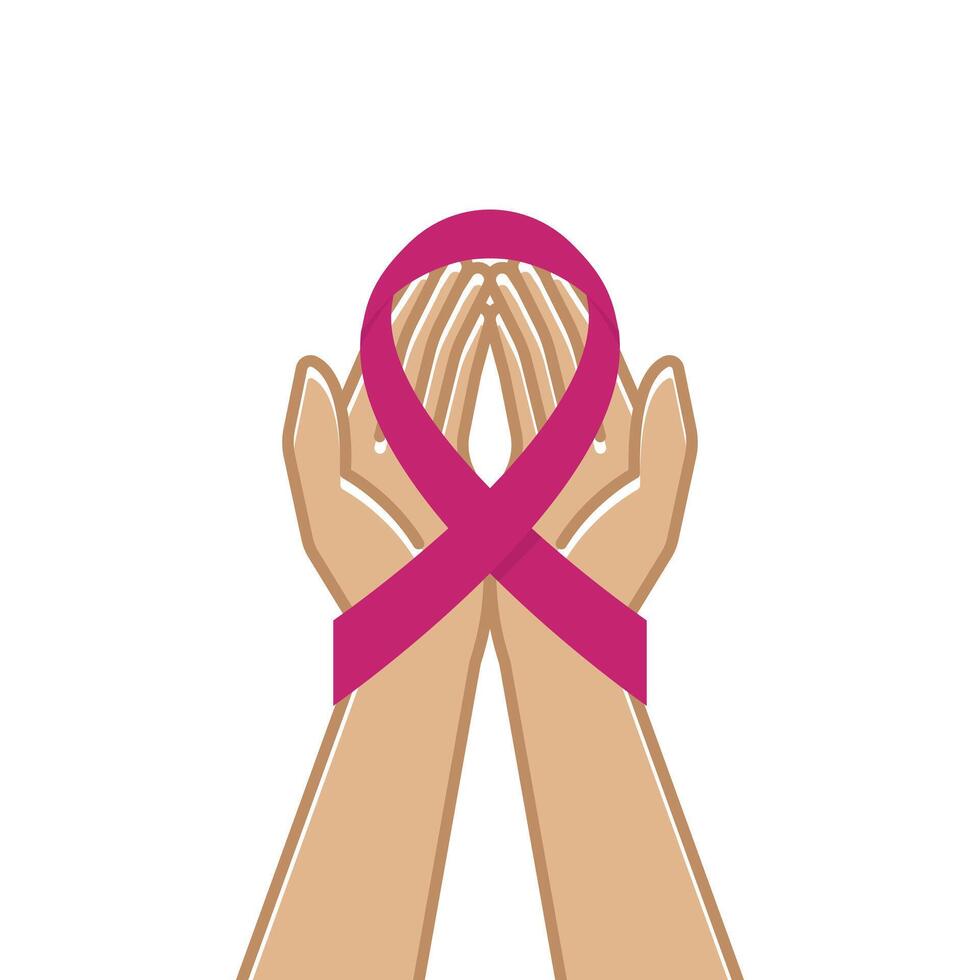 icon hand holding red ribbon for world cancer day concept vector