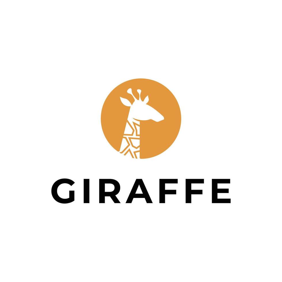 giraffe logo design silhouette style with label circle vector