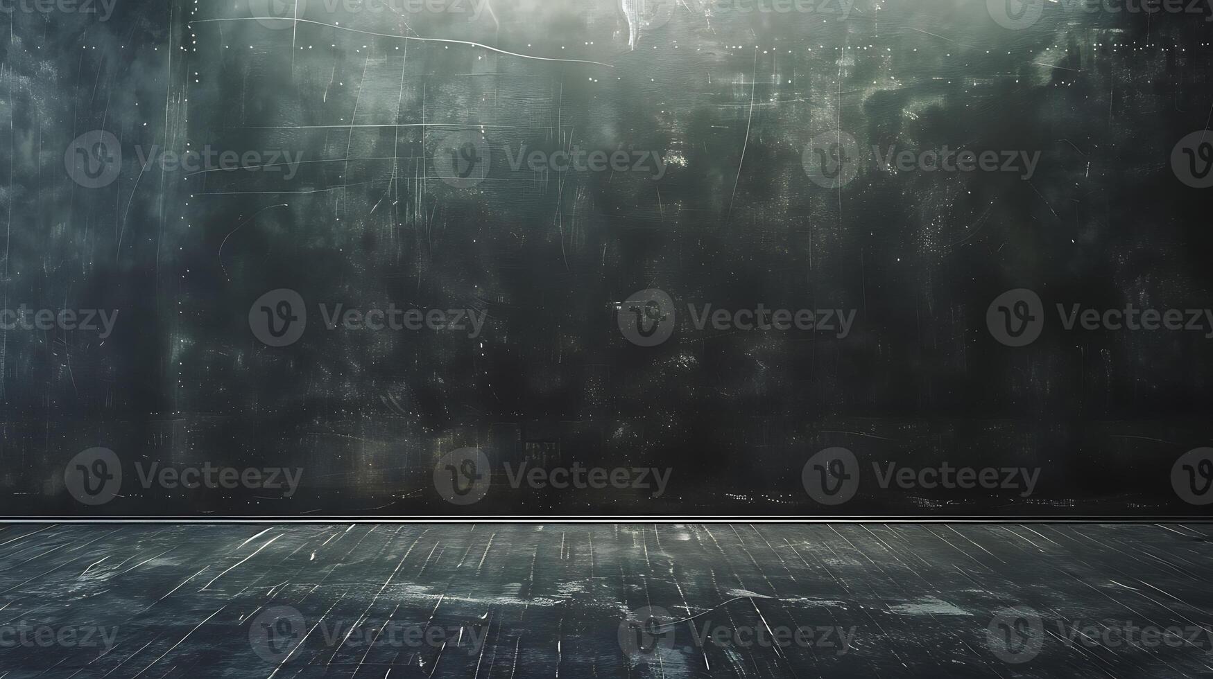 Side view of empty chalkboard, soft light, smooth texture, subtle chalk residue. photo