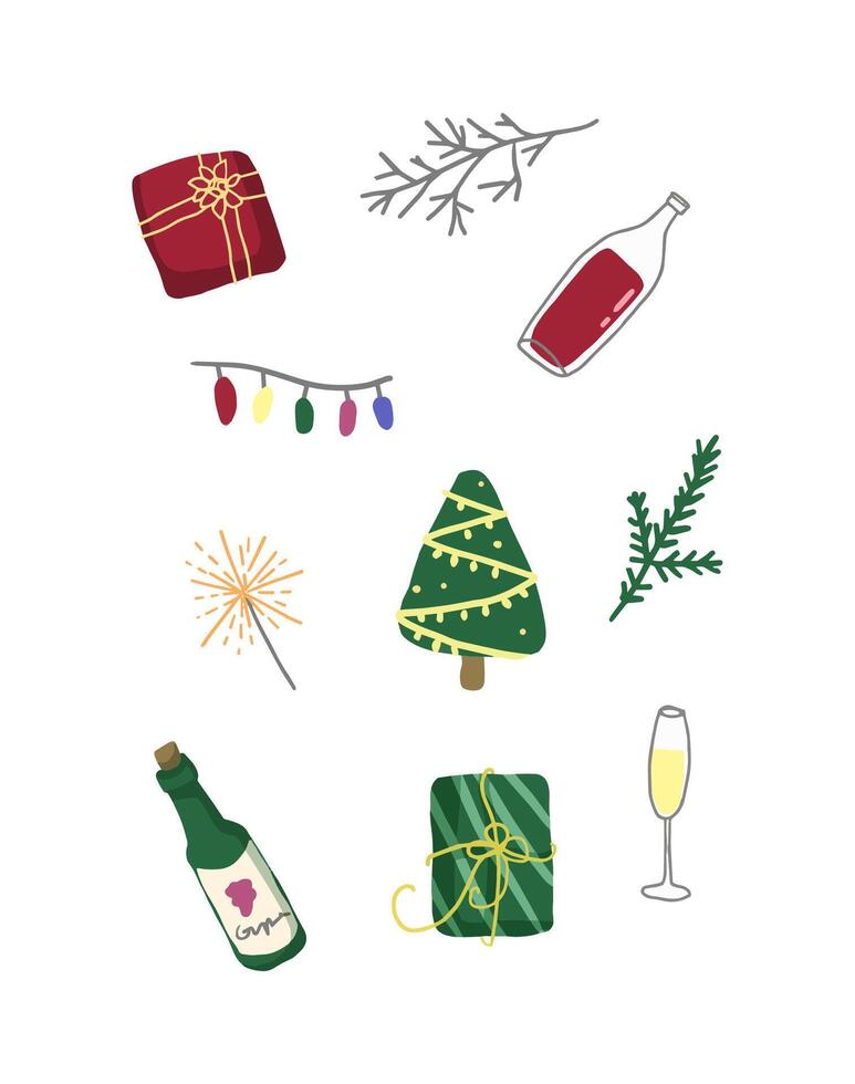 christmas sticker set vector