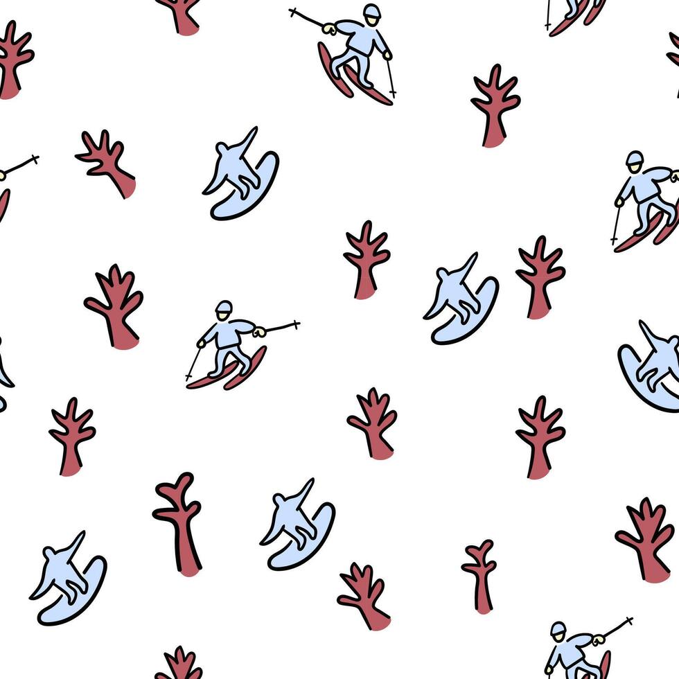 seamless pattern winter sports ski snowboard vector