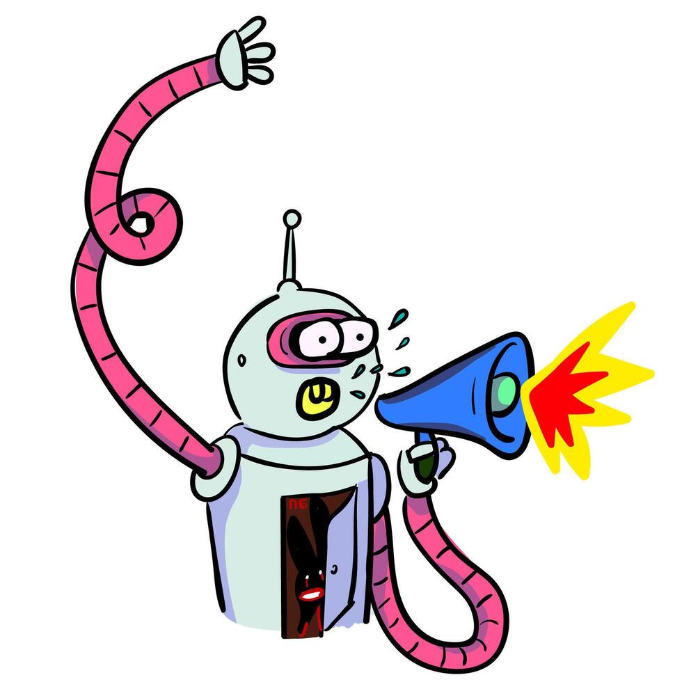 megaphone screaming robot vector