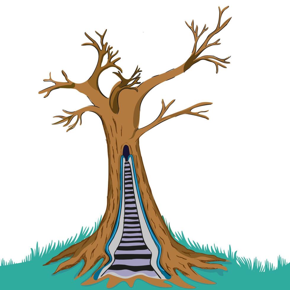 cut out tree escalator vector