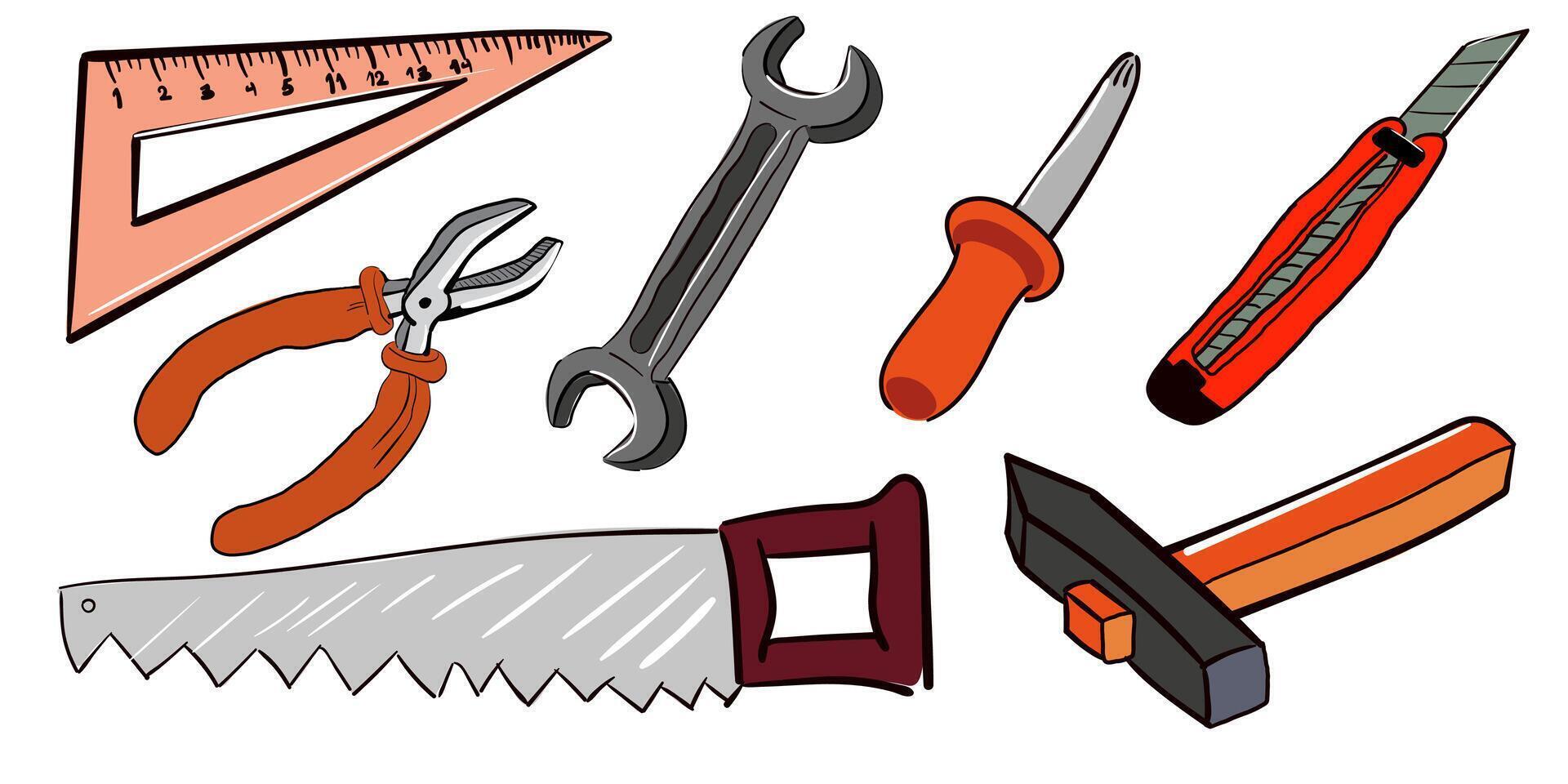 work tools objects vector