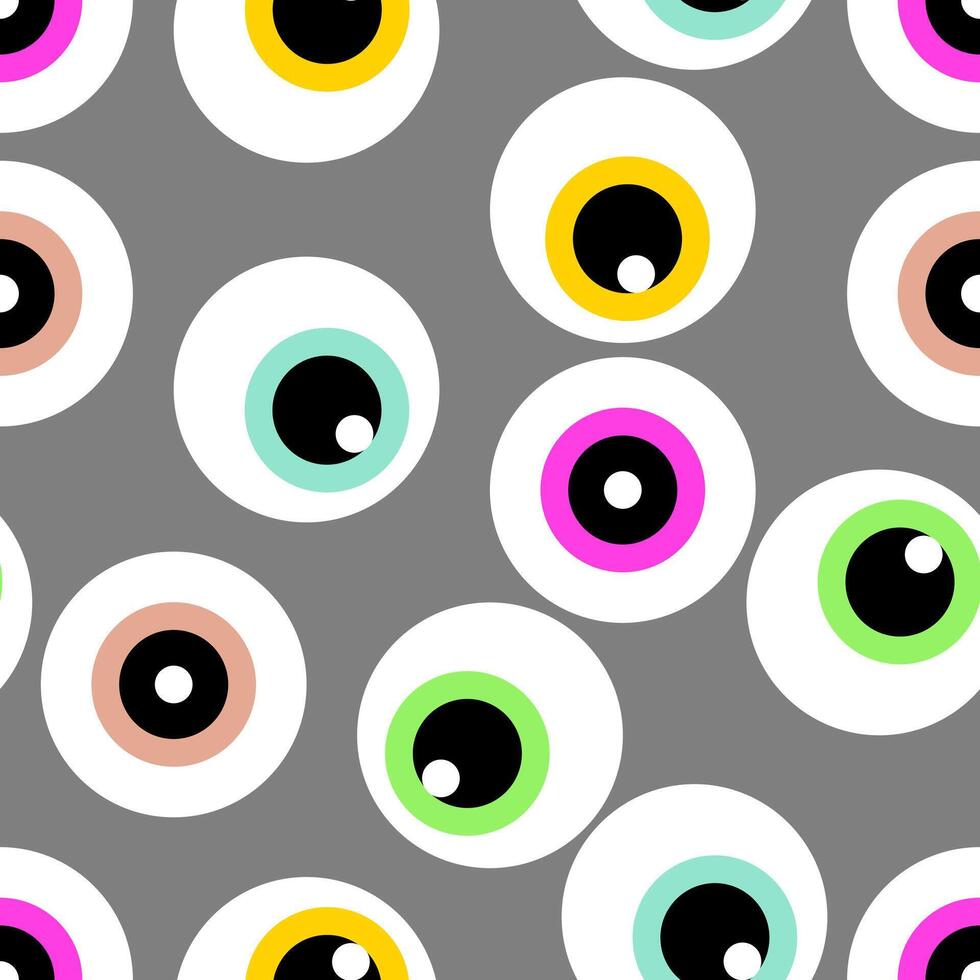 Halloween Colorful eyeball seamless pattern background vector