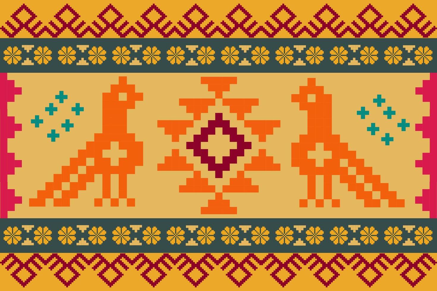 pattern Peacock Tribal Navajo and Native american tribal Southwest Aztec ornament for textile vector