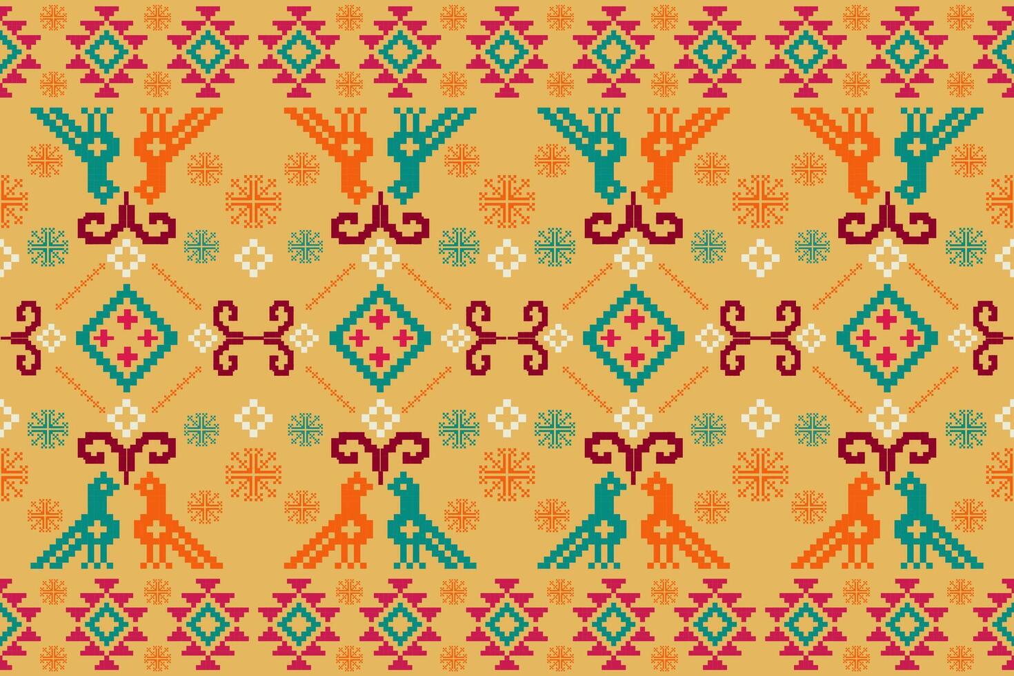 Pattern Peacock Couple Tribal Navajo and Native american tribal Southwest Aztec ornament for textile vector