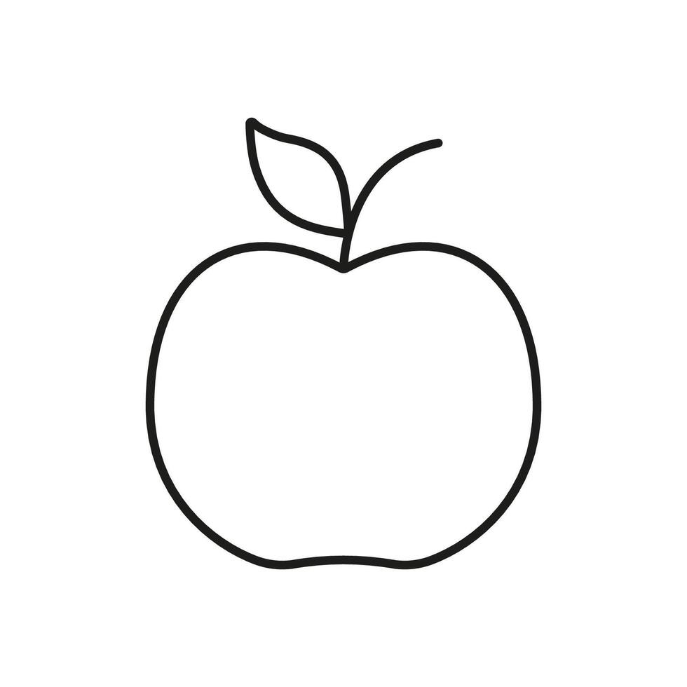 Apple Line Icon With Leaf, Healthy Food Choices And Organic Nutrition. Fresh Fruit Diet And Wellness Outline Icon. Isolated Illustration vector