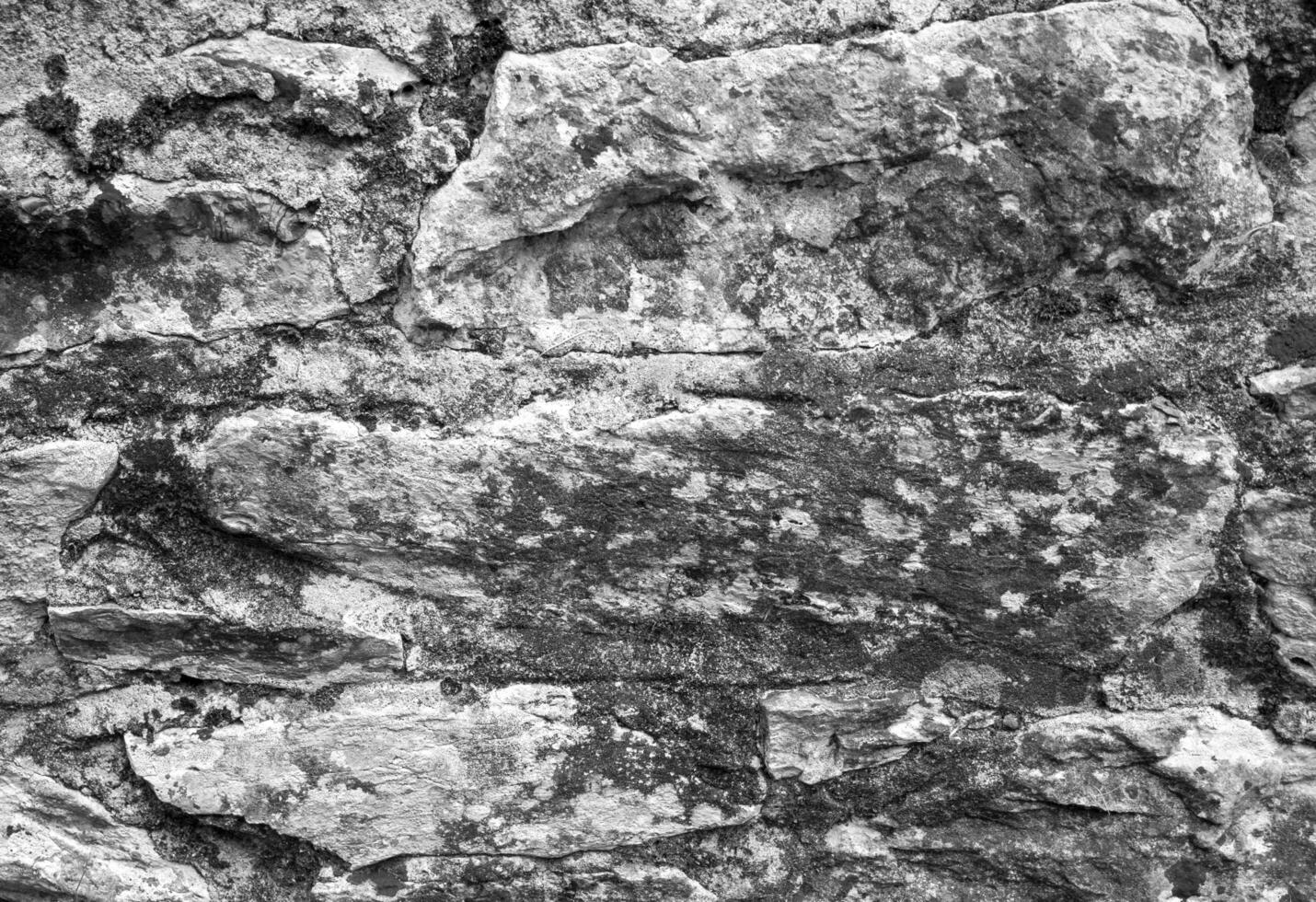 Stone wall pattern, natural stone texture, ground pavement background. Black and white photo background