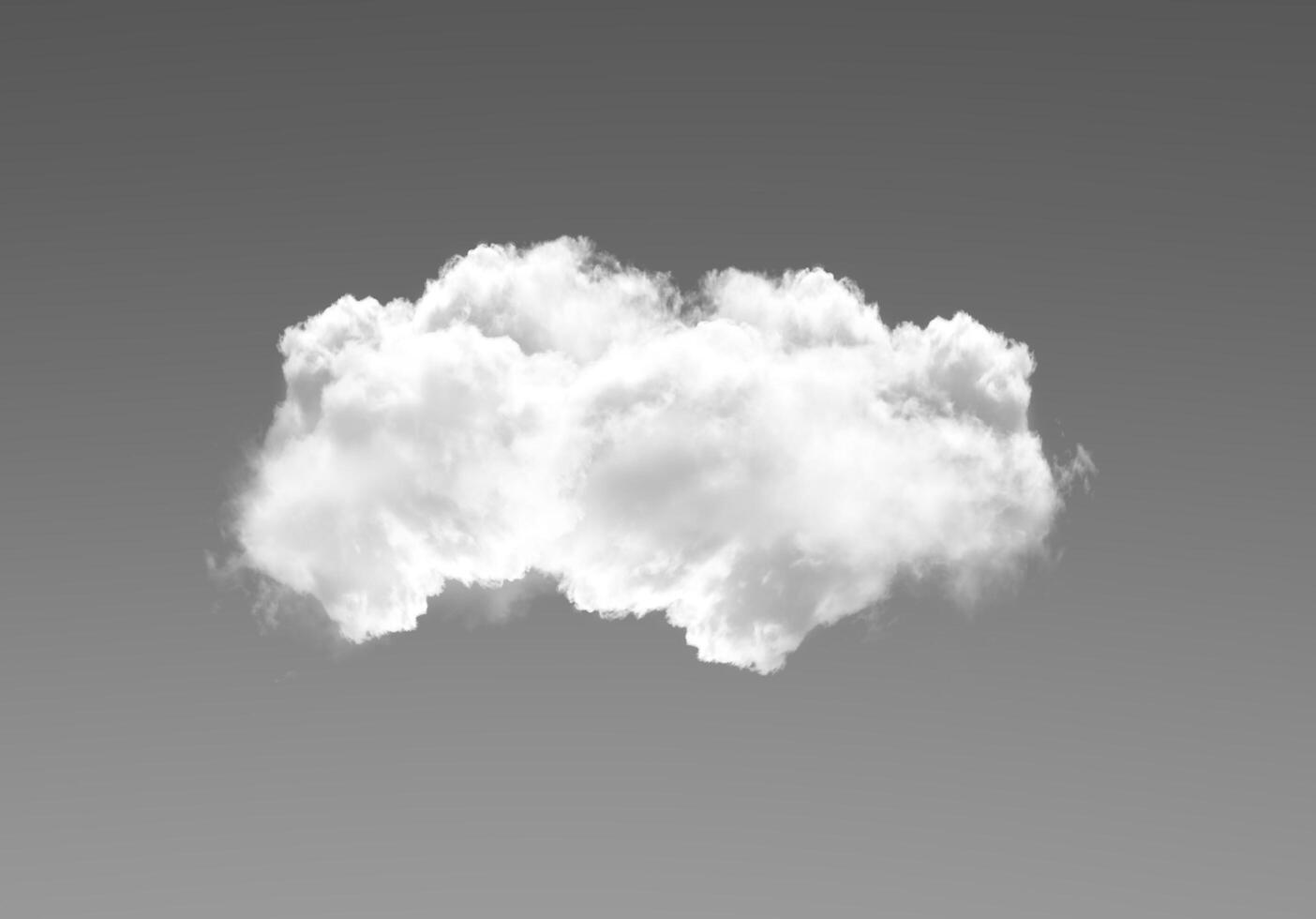 Single white cloud in the deep blue sky. Black and white monochrome grayscale photo background.