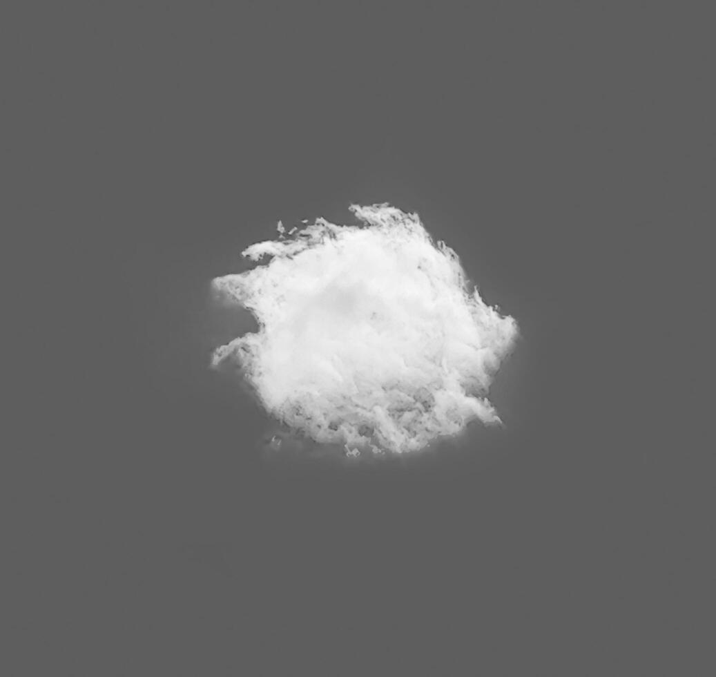 Single cloud isolated over deep blue sky background. Black and white monochrome grayscale photo background.