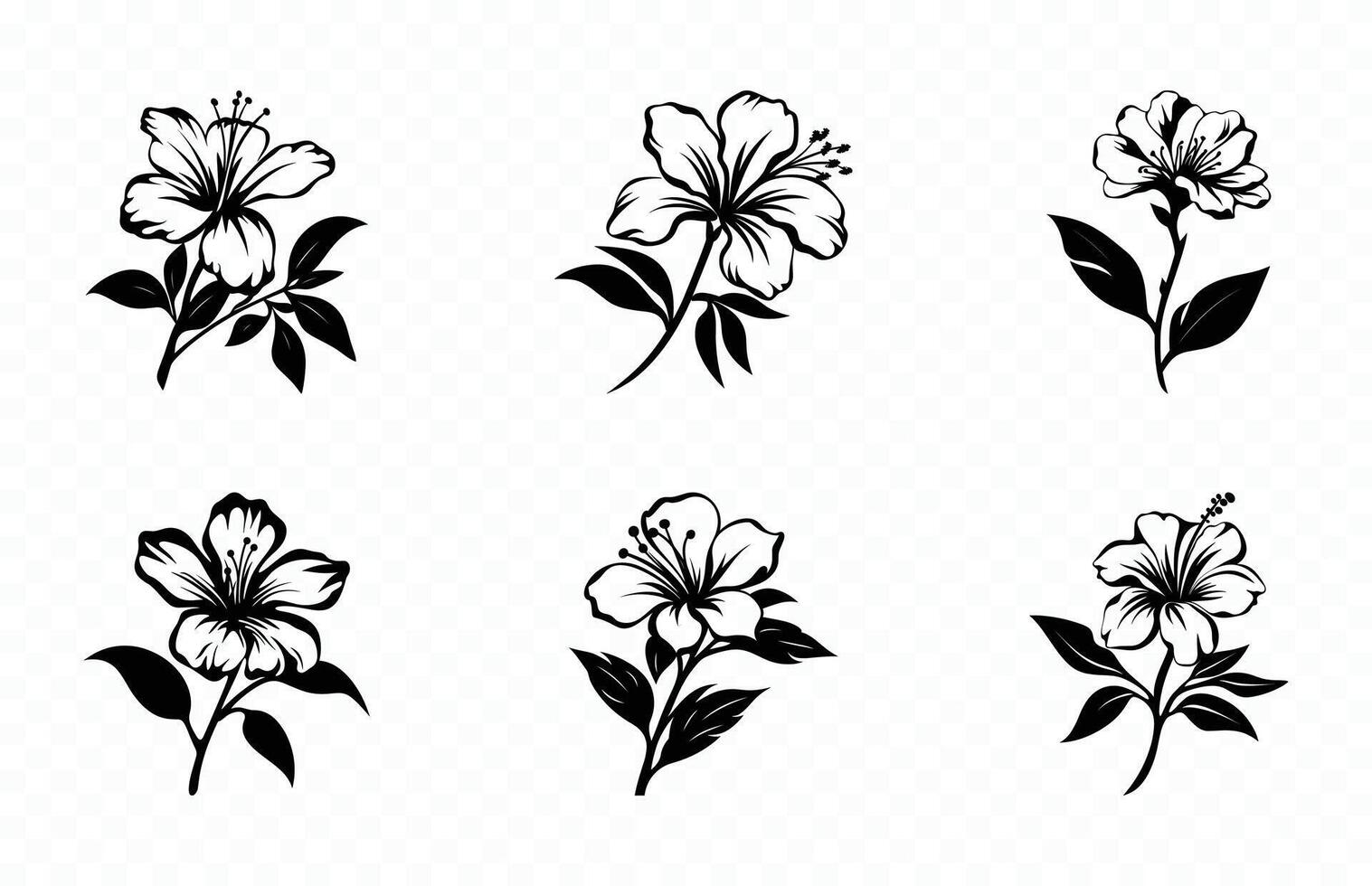Azalea Flowers Clipart Silhouette Bundle vector