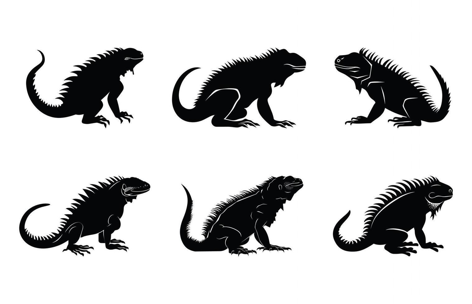 Iguana Silhouette Clipart bundle vector