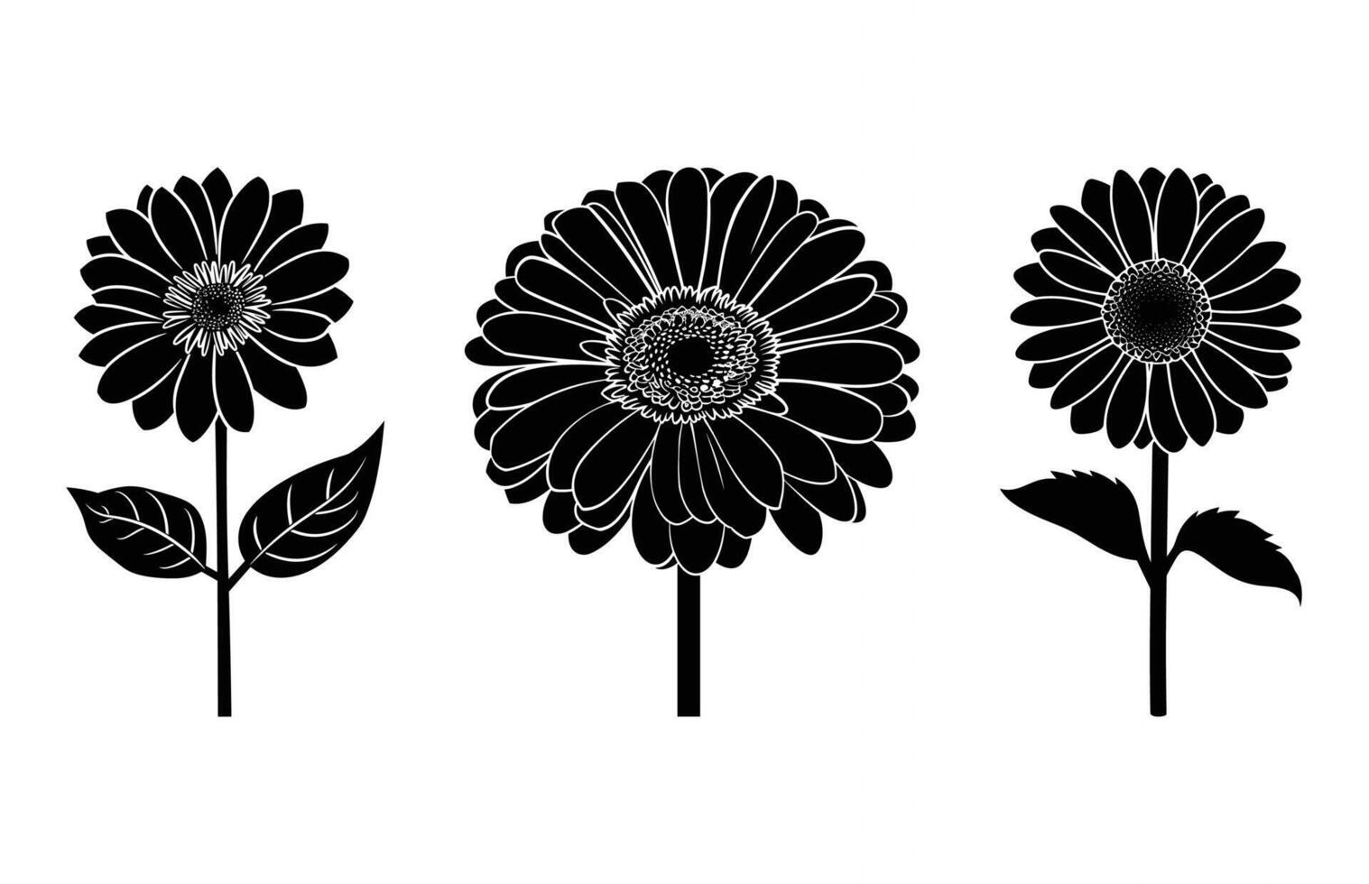 Gerbera Daisy Clipart Silhouette Set vector