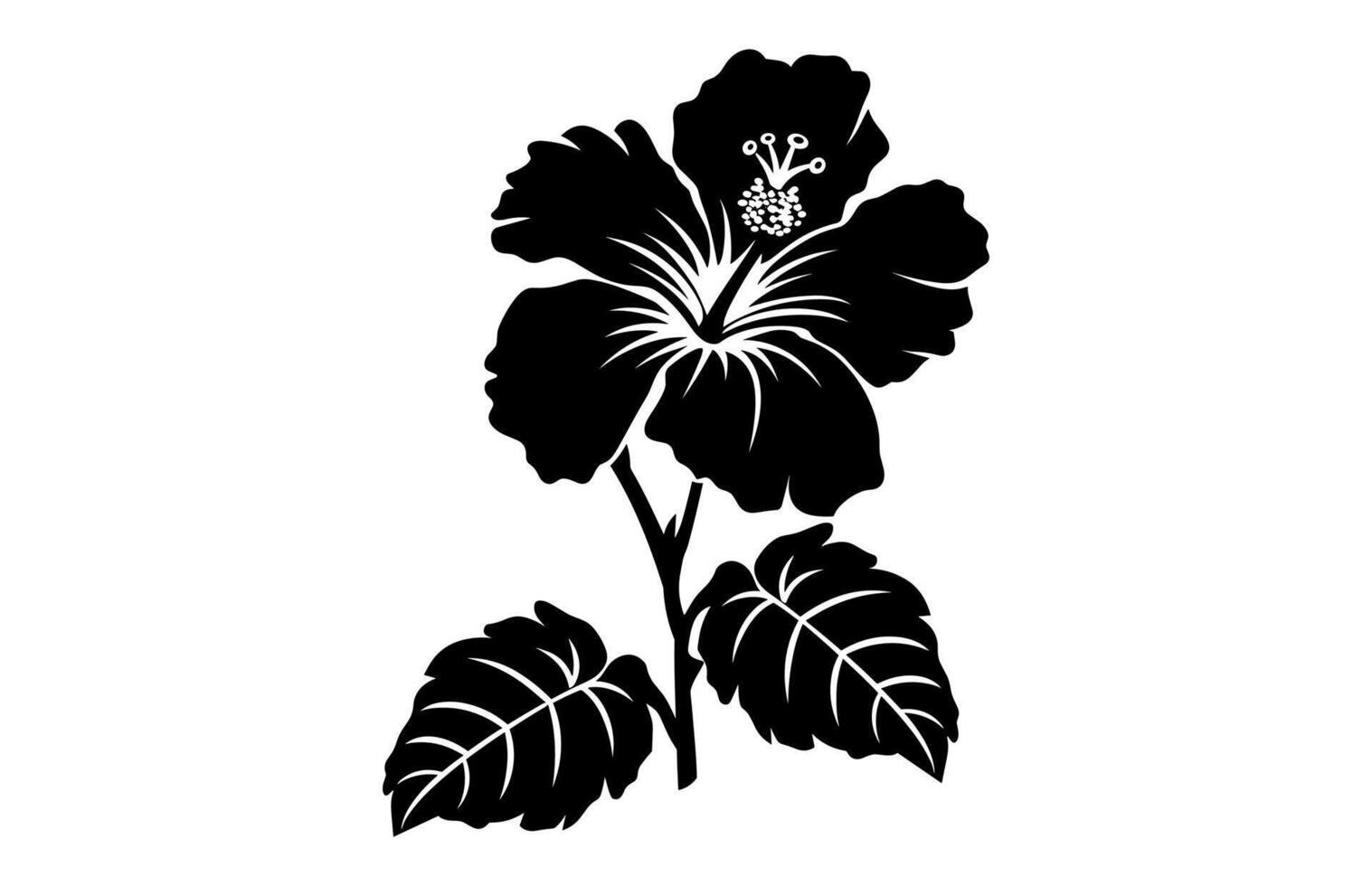 Hibiscus Silhouette Black Clip Art vector