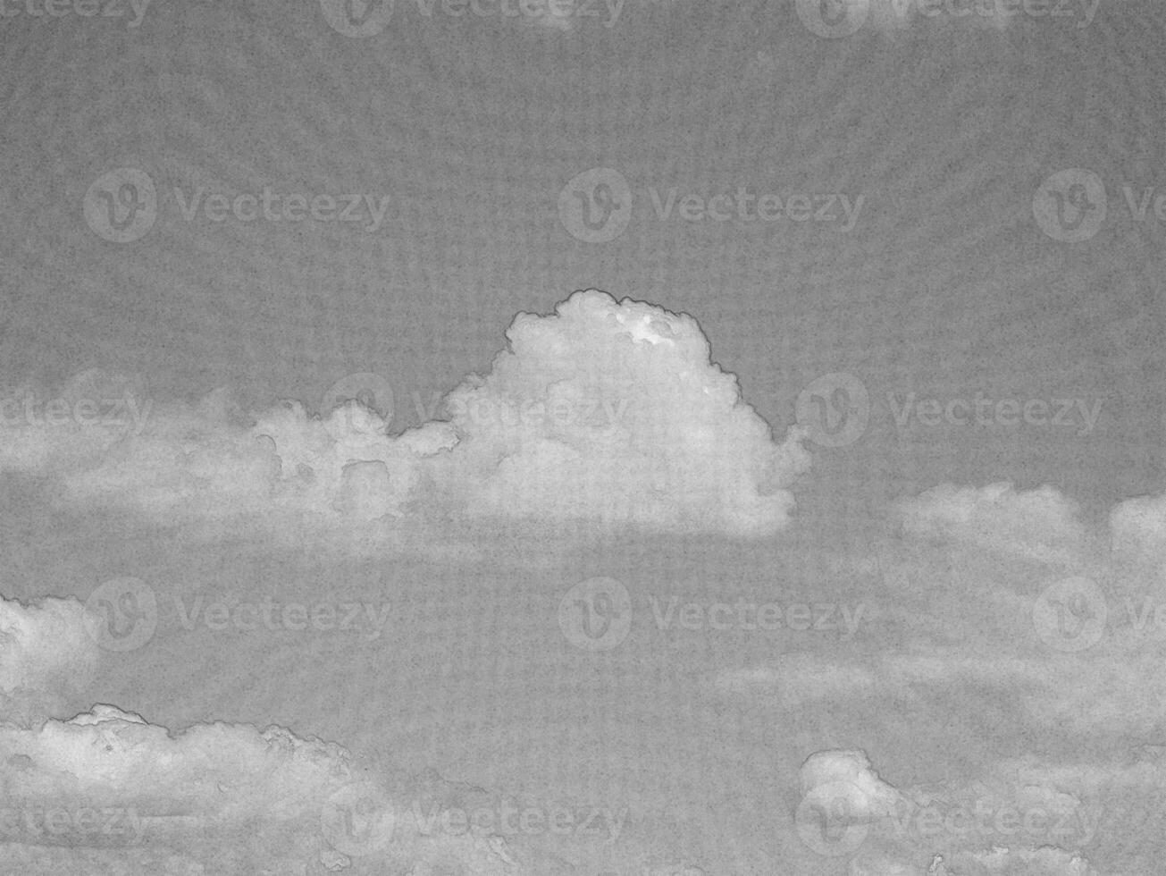 White fluffy cloud over blue summer sky background. Pencil drawn sketch illustration photo