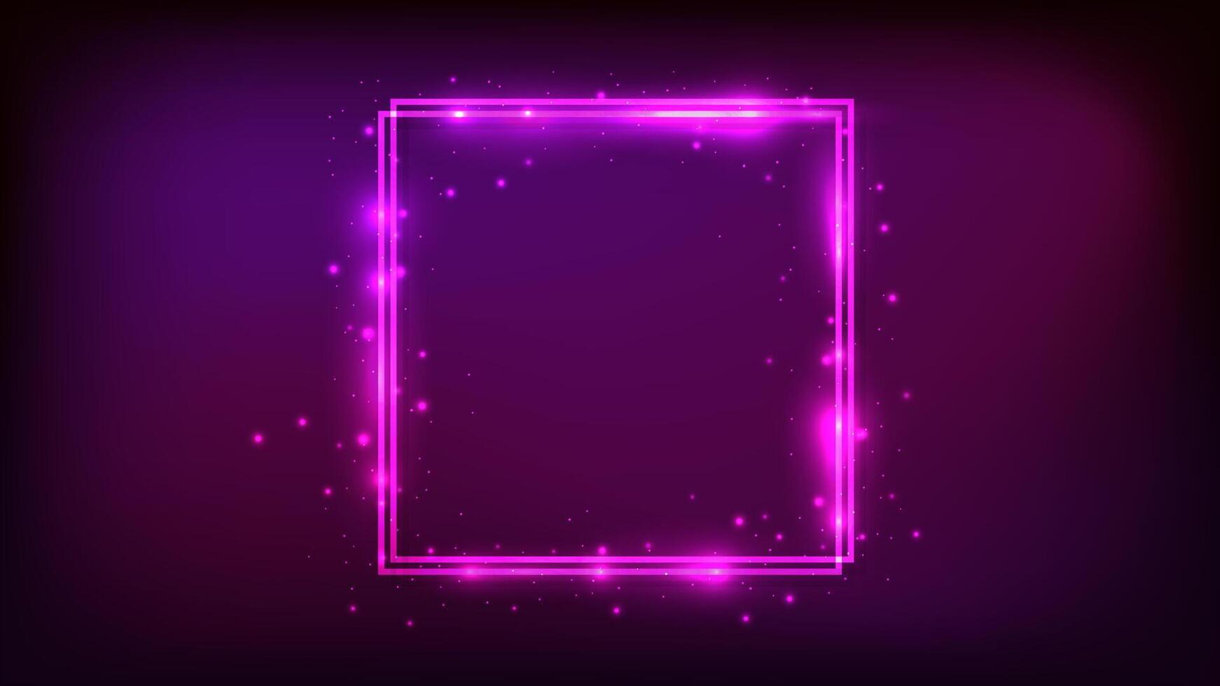 Neon double square frame vector