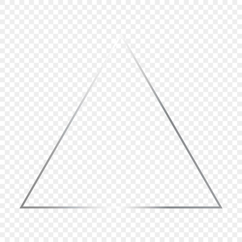 Silver glowing triangle frame vector