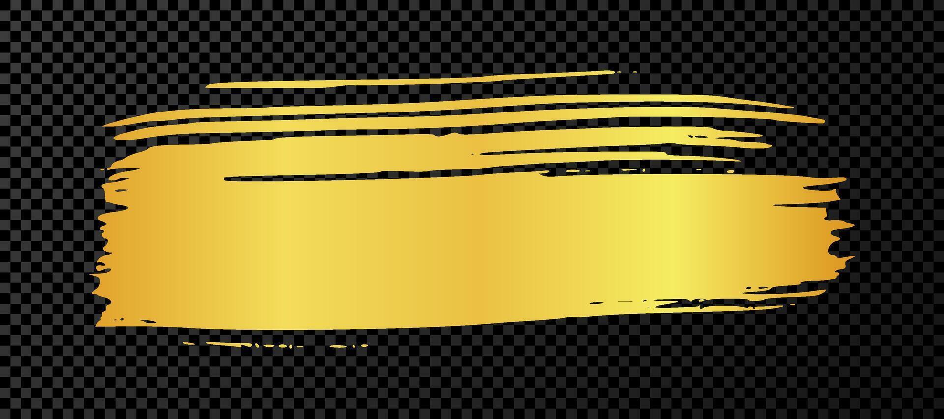 Gold brush stroke. Hand drawn ink spots isolated on dark background. illustration vector