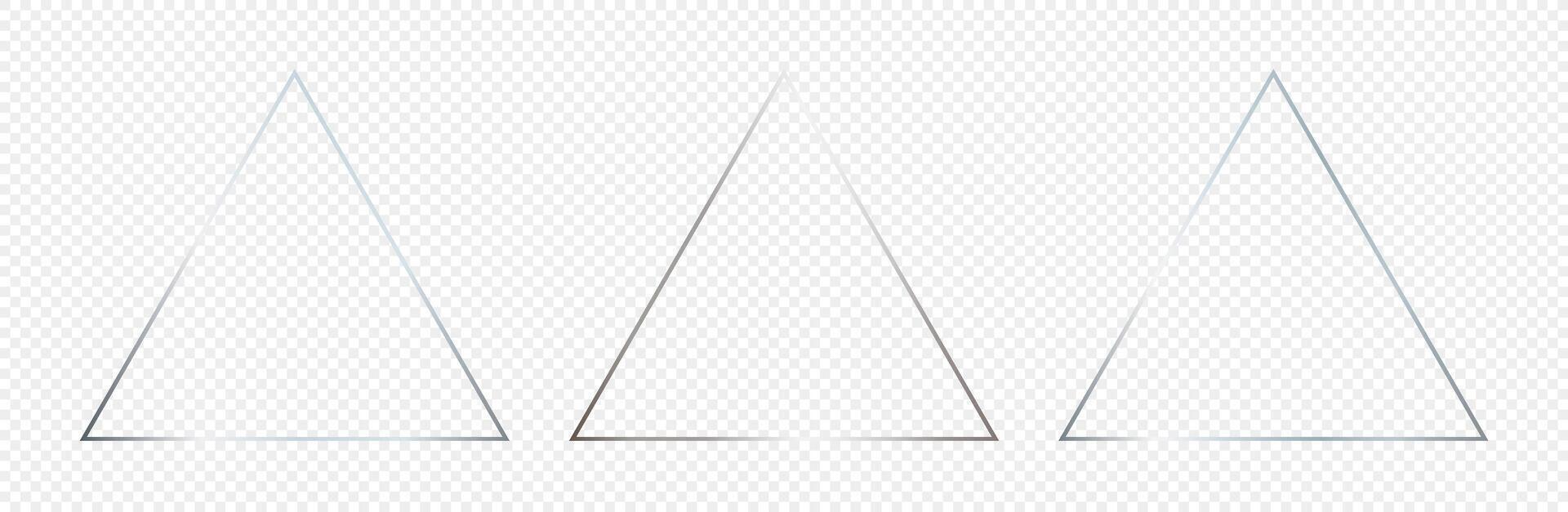 Silver glowing triangle frame vector