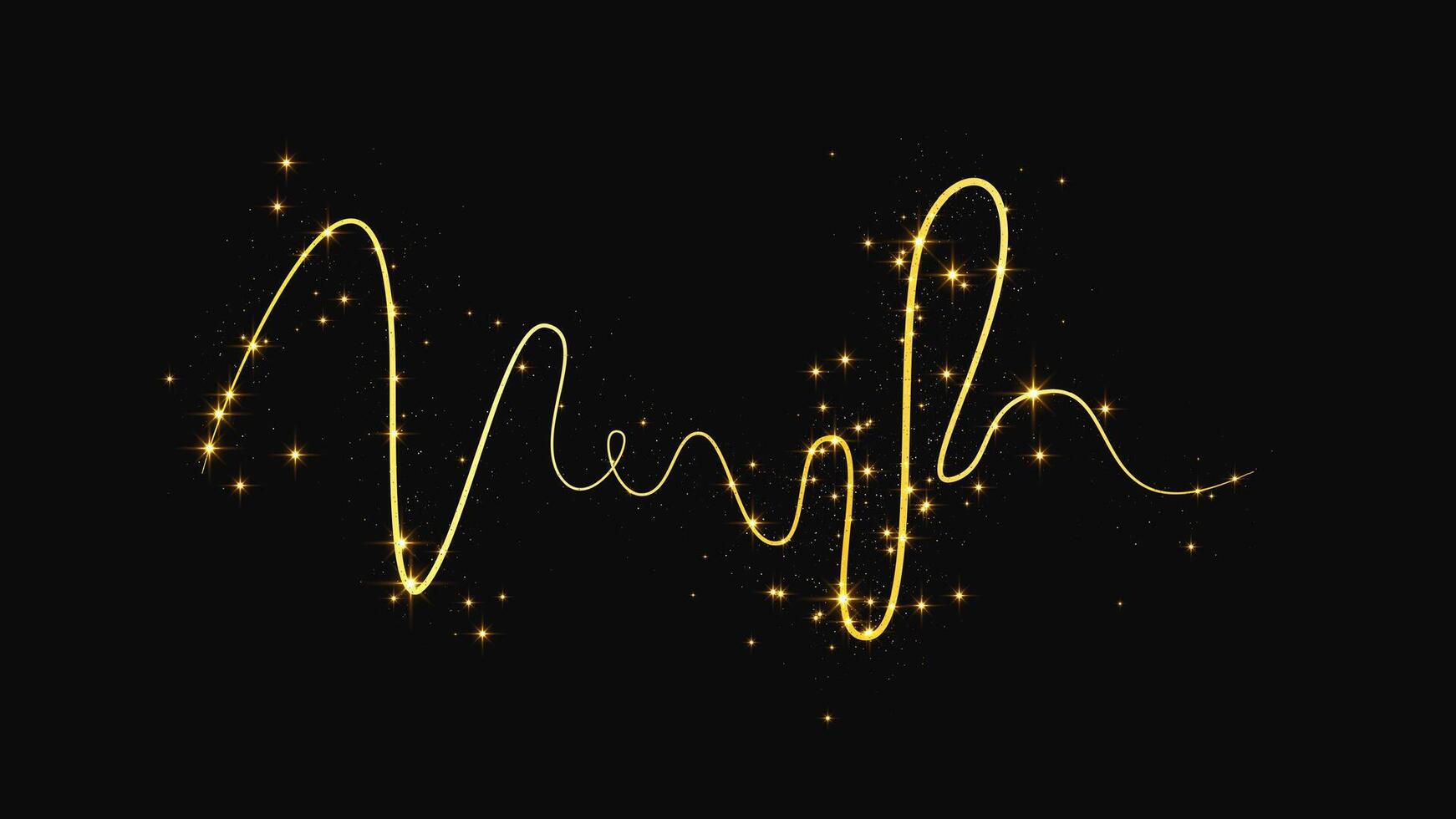Gold glittering confetti wave and stardust vector