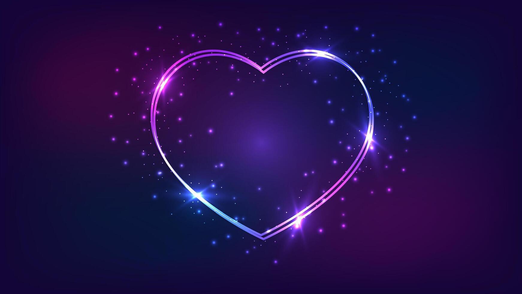 Neon double frame with shining effects vector