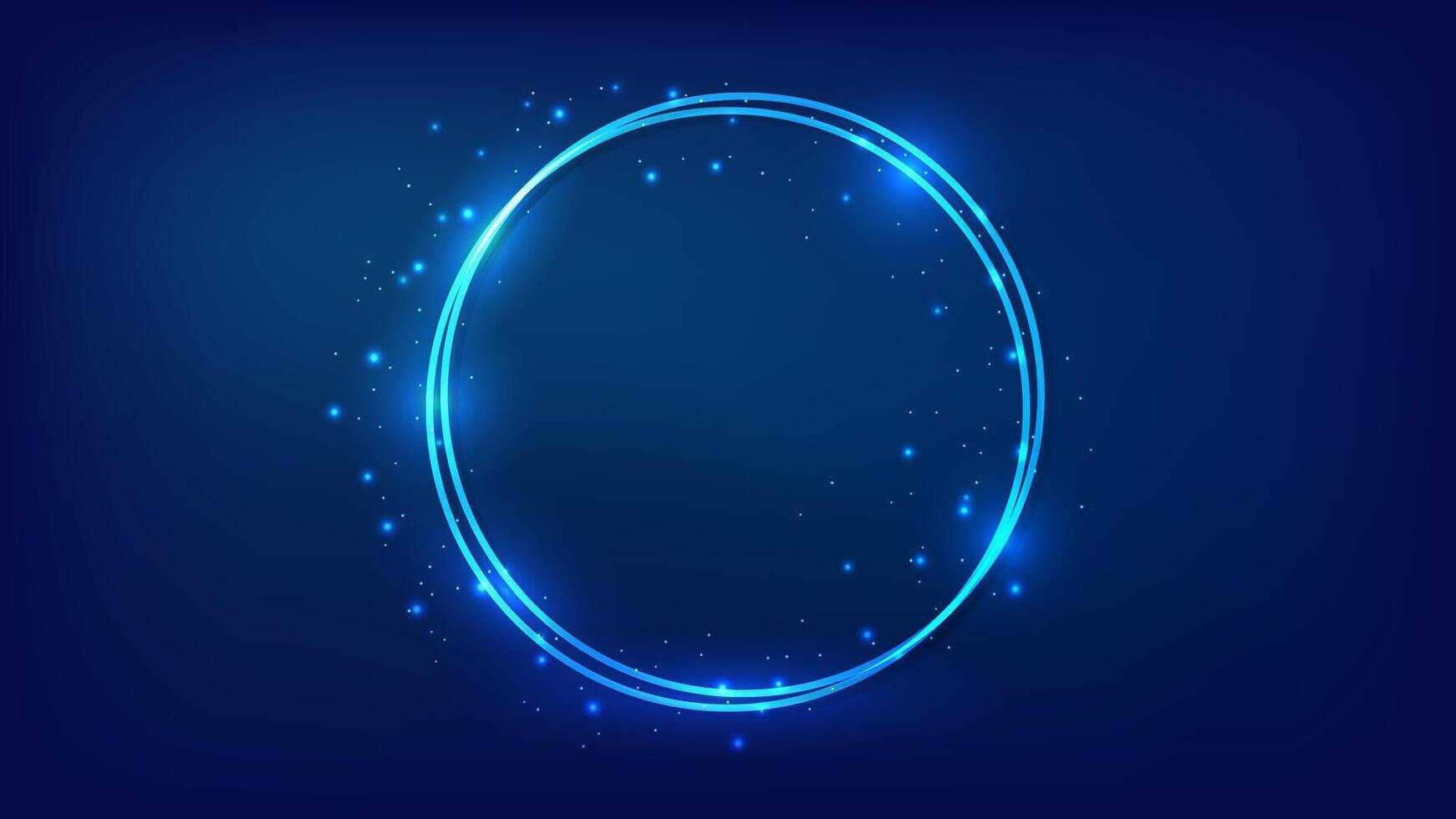 Neon double round frame vector